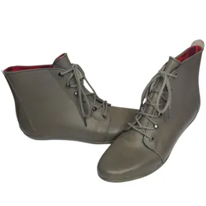 Loeffler Randall Grey Lace Up Rubber Rain Boots Preowned Size 10 Ladies
