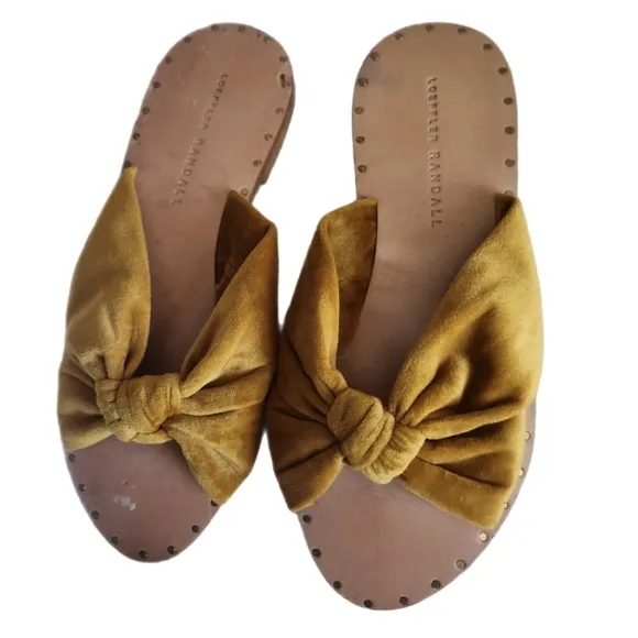 LOEFFLER RANDALL LUCIA VELVET KNOTTED SLIDE SANDALS SIZE 6
