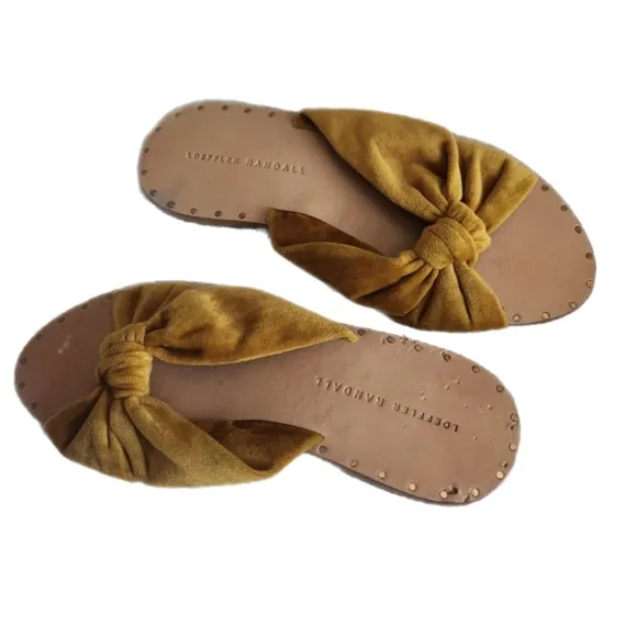 LOEFFLER RANDALL LUCIA VELVET KNOTTED SLIDE SANDALS SIZE 6