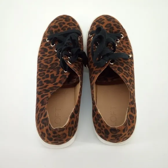 LOFT Leopard Animal Print Canvas Black Lace Up Sneakers Tennis Shoes 11M