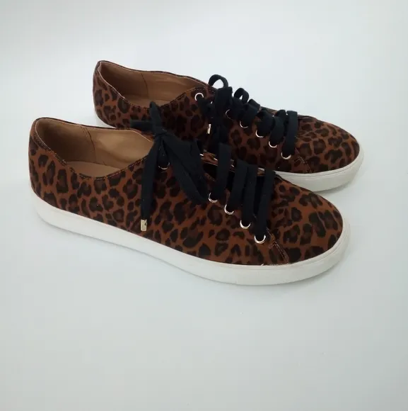 LOFT Leopard Animal Print Canvas Black Lace Up Sneakers Tennis Shoes 11M