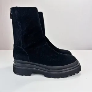 Lola Cruz Pruga Black Suede Boots Size 38 Black Suede Lug Sole Chunky Retro
