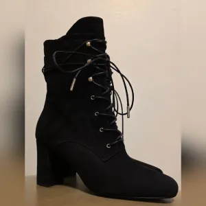 Longcamp  Block Heel Blak Suede Size 37 740$ New