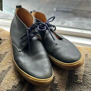 Loro Piana Men's Blue Leather Chukka Shoes - 46 (13)
