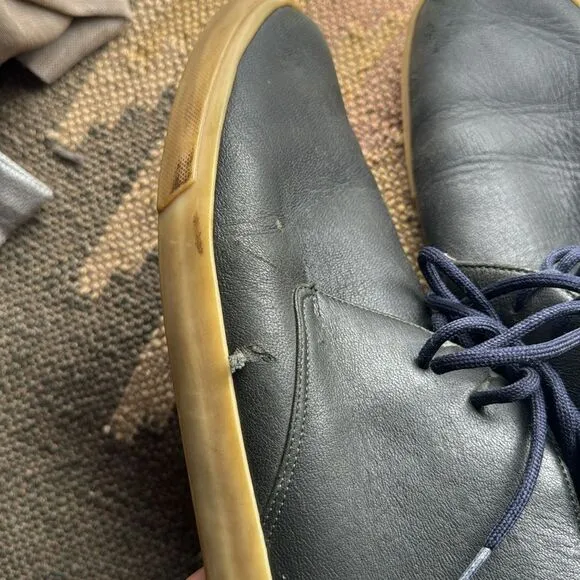 Loro Piana Men's Blue Leather Chukka Shoes - 46 (13)