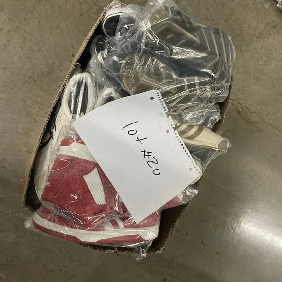 Lot 20 Pairs Of Shoes Bulk Wholesale Reseller Birkenstock Cleats Jordan Asics
