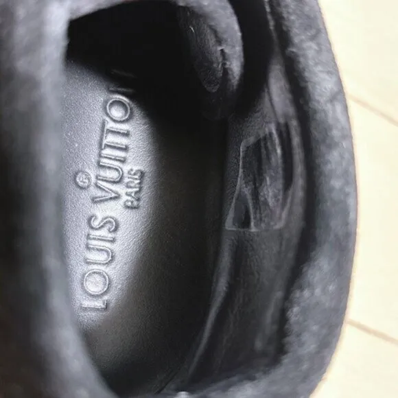 LOUIS VUITTON Boots Heel Monogram Suede Black EU36.5 RARE!