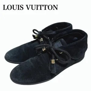 LOUIS VUITTON Boots Heel Monogram Suede Black EU36.5 RARE!