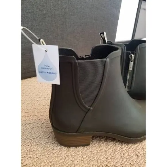 LUCKY BRAND BUNITA RUBBER RAIN BOOTS BLACK NEW IN BOX
