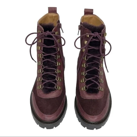 Lucky Brand Ilianna Raisin Leather Womens Ankle Boots Size 6.5M