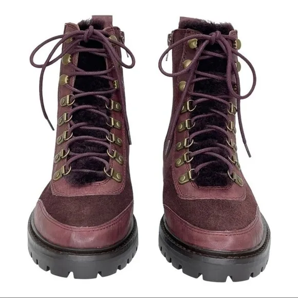 Lucky Brand Ilianna Raisin Leather Womens Ankle Boots Size 6.5M