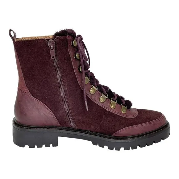 Lucky Brand Ilianna Raisin Leather Womens Ankle Boots Size 6.5M