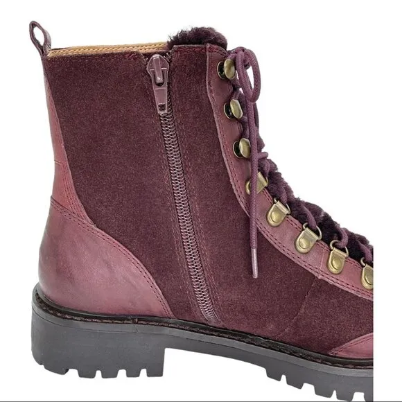 Lucky Brand Ilianna Raisin Leather Womens Ankle Boots Size 6.5M