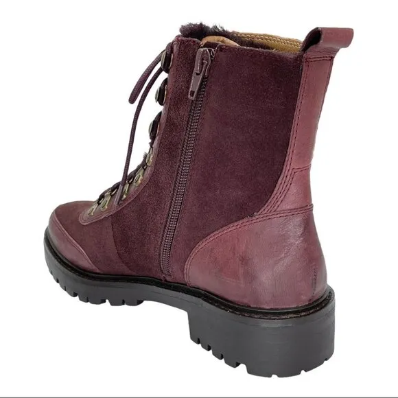 Lucky Brand Ilianna Raisin Leather Womens Ankle Boots Size 6.5M