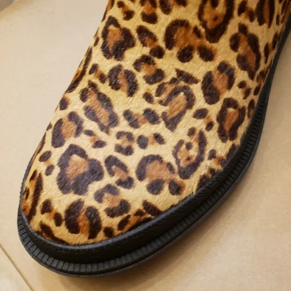 LUCKY BRAND LEOPARD PRINT SUEDE BLOCK HEEL BOOTS SIZE 8.5