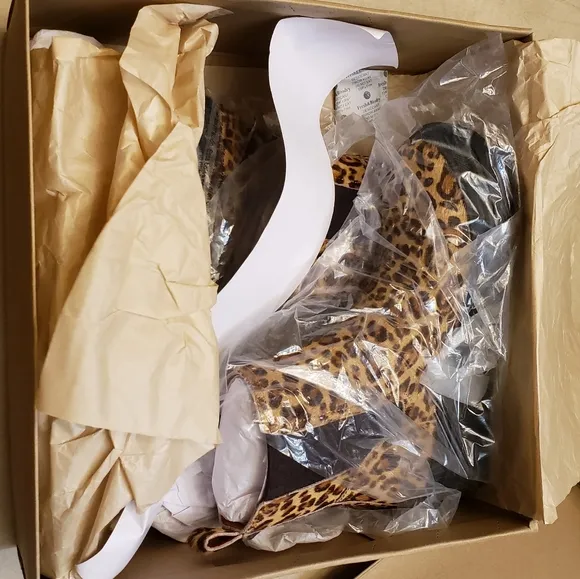 LUCKY BRAND LEOPARD PRINT SUEDE BLOCK HEEL BOOTS SIZE 8.5