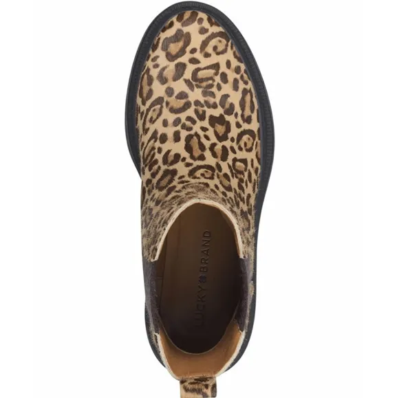 LUCKY BRAND LEOPARD PRINT SUEDE BLOCK HEEL BOOTS SIZE 8.5