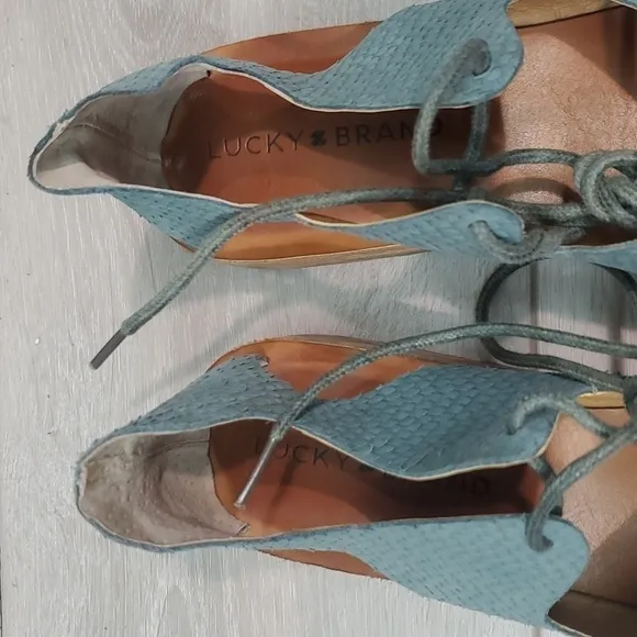 Lucky Brand Womens Hafsa Lace Up Leather Sandals shoes sz 7M