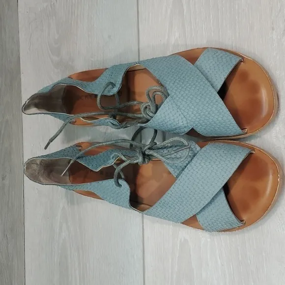 Lucky Brand Womens Hafsa Lace Up Leather Sandals shoes sz 7M