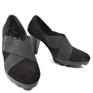 LUIGI TRAINI 🇮🇹 WOMENS BLACK SUEDE HEELED SHOES