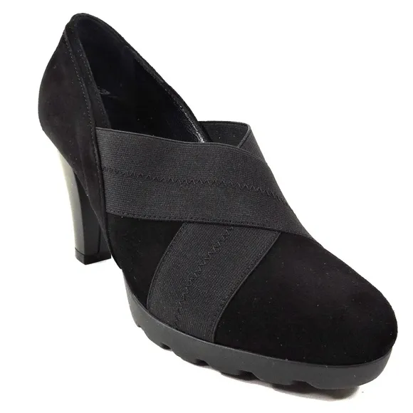 LUIGI TRAINI 🇮🇹 WOMENS BLACK SUEDE HEELED SHOES