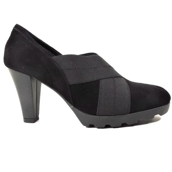 LUIGI TRAINI 🇮🇹 WOMENS BLACK SUEDE HEELED SHOES