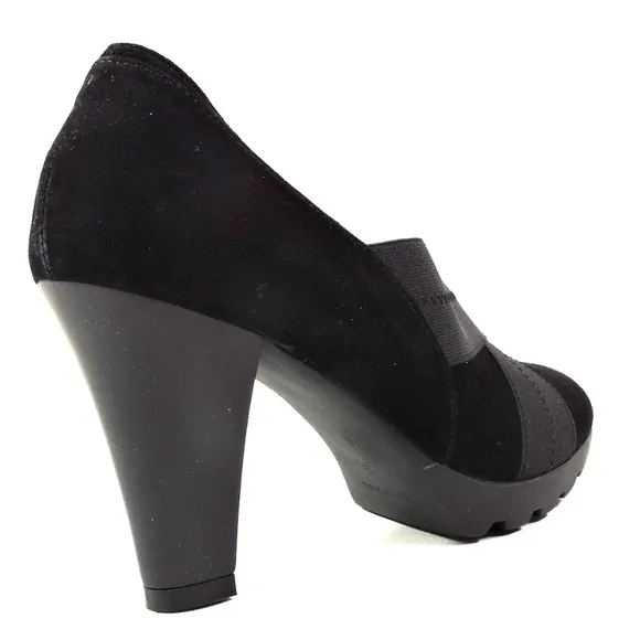 LUIGI TRAINI 🇮🇹 WOMENS BLACK SUEDE HEELED SHOES