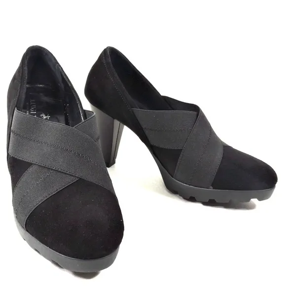 LUIGI TRAINI 🇮🇹 WOMENS BLACK SUEDE HEELED SHOES