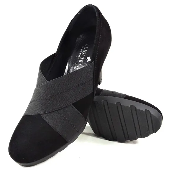 LUIGI TRAINI 🇮🇹 WOMENS BLACK SUEDE HEELED SHOES