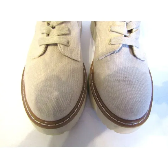 Madden Girl Kurrt Ankle Boots Sand Fab Canvas Lace Up Combat Shoes 6.5