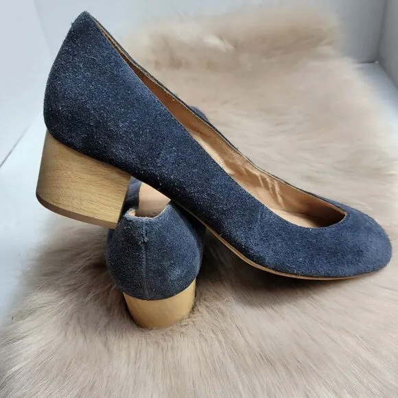 Madewek Ella Navy Suede Pump Womens Shoes