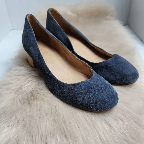 Madewek Ella Navy Suede Pump Womens Shoes