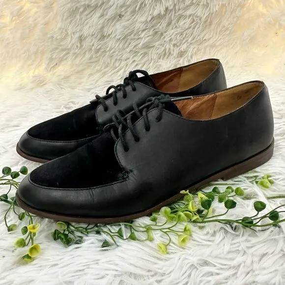 MADEWELL Black The Alex Oxford in Leather and Suede Lace up Shoes sz 8
