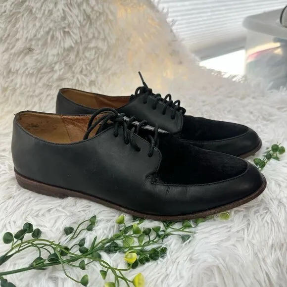 MADEWELL Black The Alex Oxford in Leather and Suede Lace up Shoes sz 8