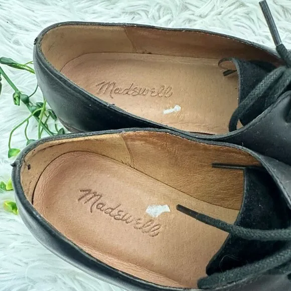 MADEWELL Black The Alex Oxford in Leather and Suede Lace up Shoes sz 8
