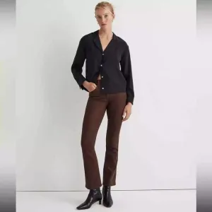 MADEWELL Kick Out Crop Jeans Size 32 Coated Edition Hot Cocoa NWT B11