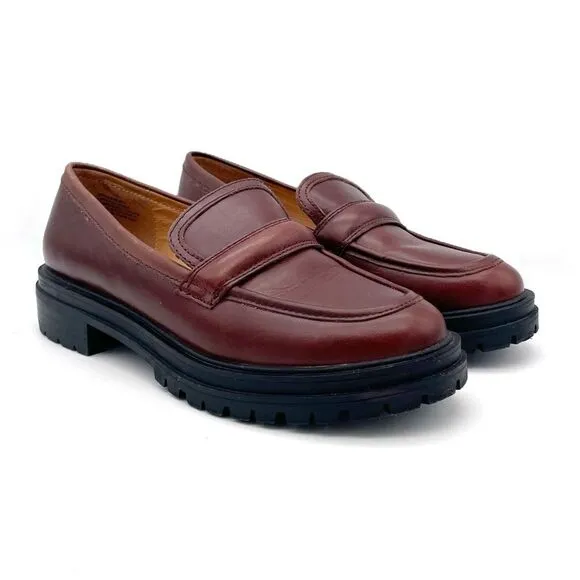 Madewell The Bradley Lugsole Loafer in Cherry Wood Brown Leather Womens Size 7.5