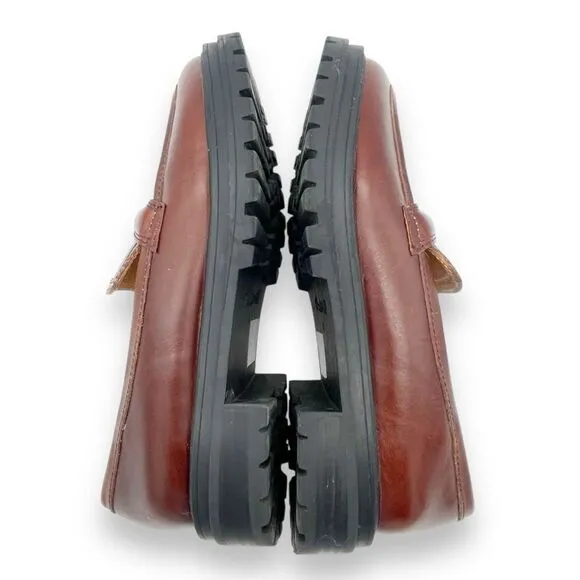 Madewell The Bradley Lugsole Loafer in Cherry Wood Brown Leather Womens Size 7.5