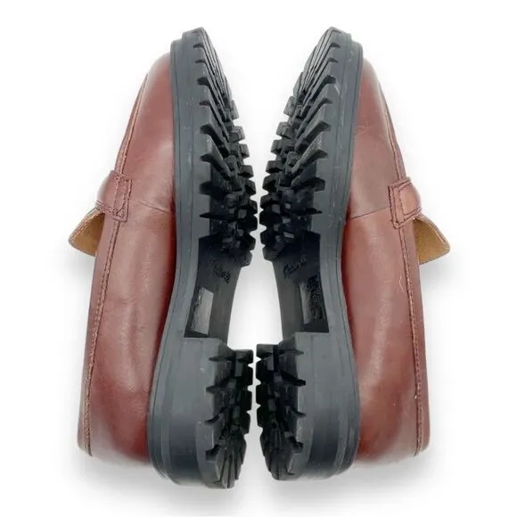 Madewell The Bradley Lugsole Loafer in Cherry Wood Brown Leather Womens Size 7.5