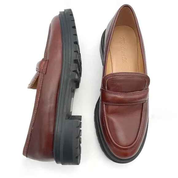 Madewell The Bradley Lugsole Loafer in Cherry Wood Brown Leather Womens Size 7.5