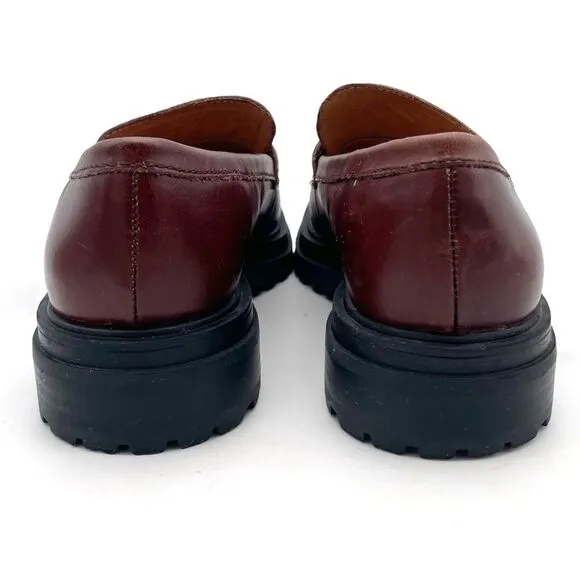 Madewell The Bradley Lugsole Loafer in Cherry Wood Brown Leather Womens Size 7.5
