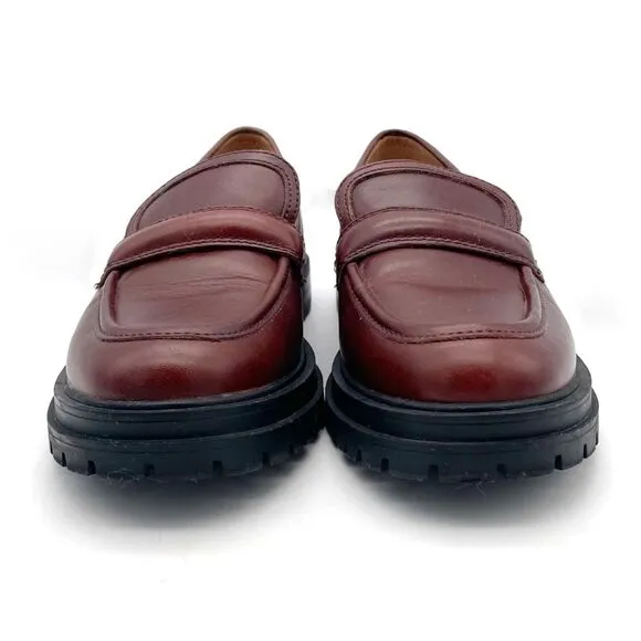 Madewell The Bradley Lugsole Loafer in Cherry Wood Brown Leather Womens Size 7.5