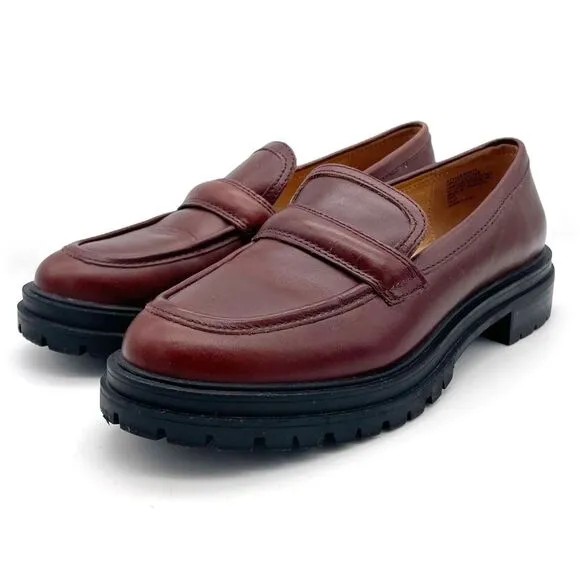 Madewell The Bradley Lugsole Loafer in Cherry Wood Brown Leather Womens Size 7.5
