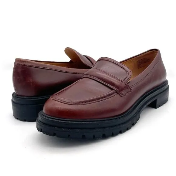 Madewell The Bradley Lugsole Loafer in Cherry Wood Brown Leather Womens Size 7.5