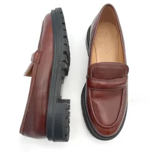 Madewell The Bradley Lugsole Loafer in Cherry Wood Brown Leather Womens Size 7.5