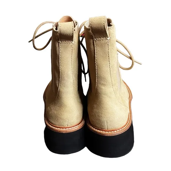 Madewell The Helen Platform Chelsea Boots Lace Up Tan Suede