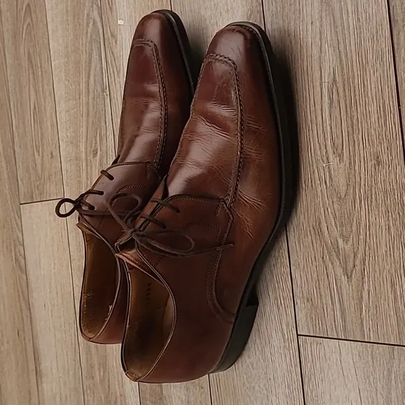 MAGNANNI‎ Dark Brown Leather Sz 9.5 M Lace Up Oxford Mens Dress Shoes