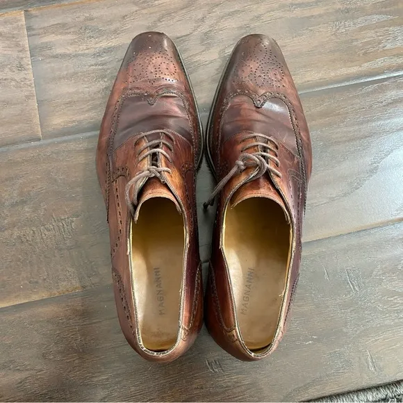 Magnanni Men's Brown Leather Lace Up Dress Shoes Made In Spain Size 12