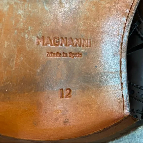 Magnanni Men's Brown Leather Lace Up Dress Shoes Made In Spain Size 12
