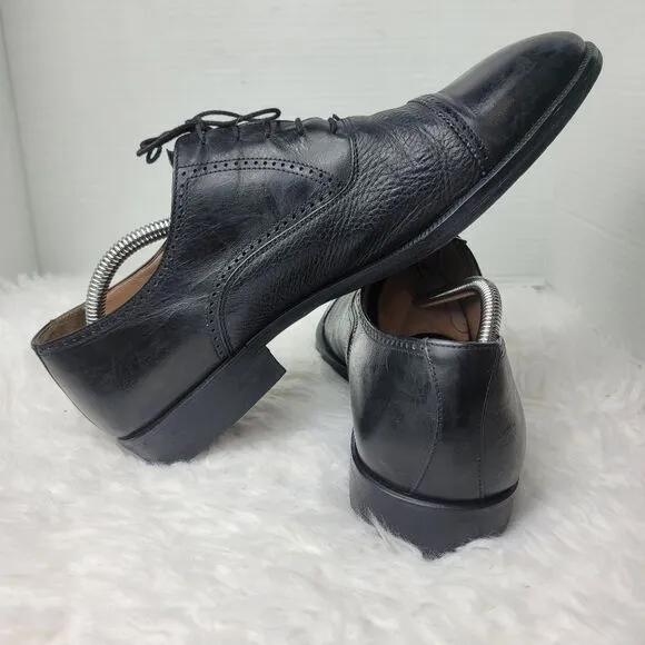 Magnanni Mens Oxford Dress Shoes Size 11   Black Leather Cap Toe Brogue